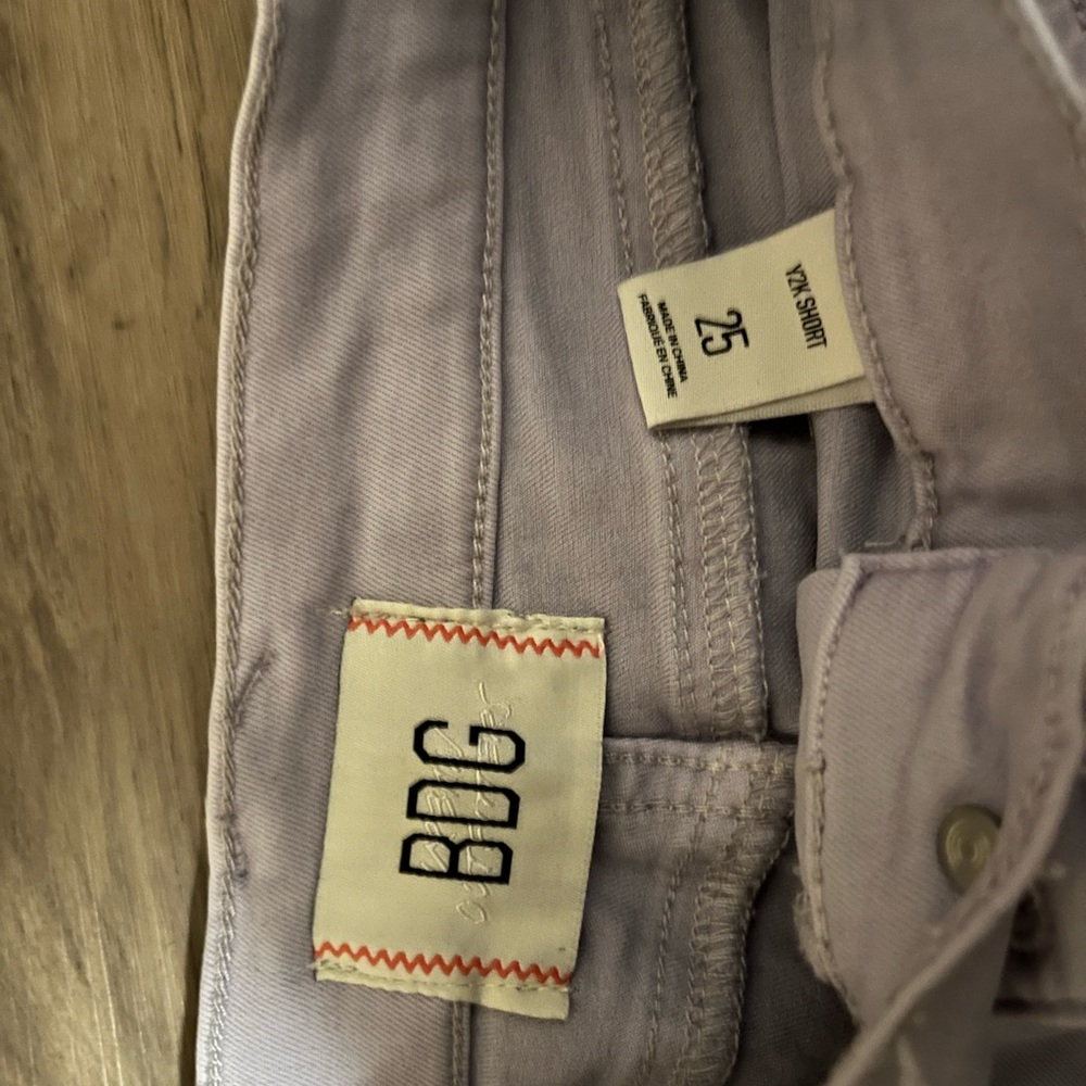BDG Purple Jean Shorts with Distressed Look - Picture 2 of 2